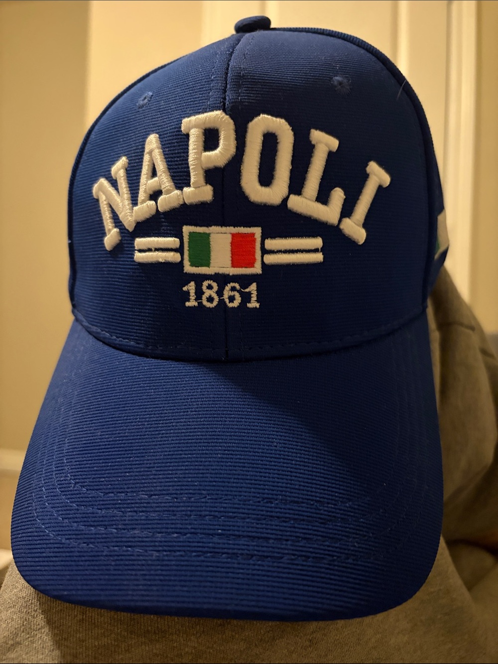 Napoli Embroidered Blue Baseball Cap with Italian Flag